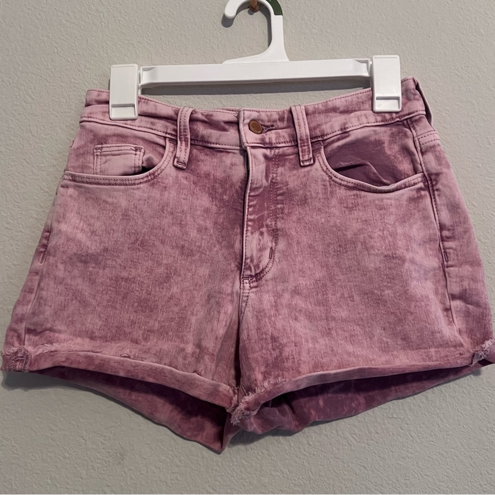 Pink Distressed Jean Shorts